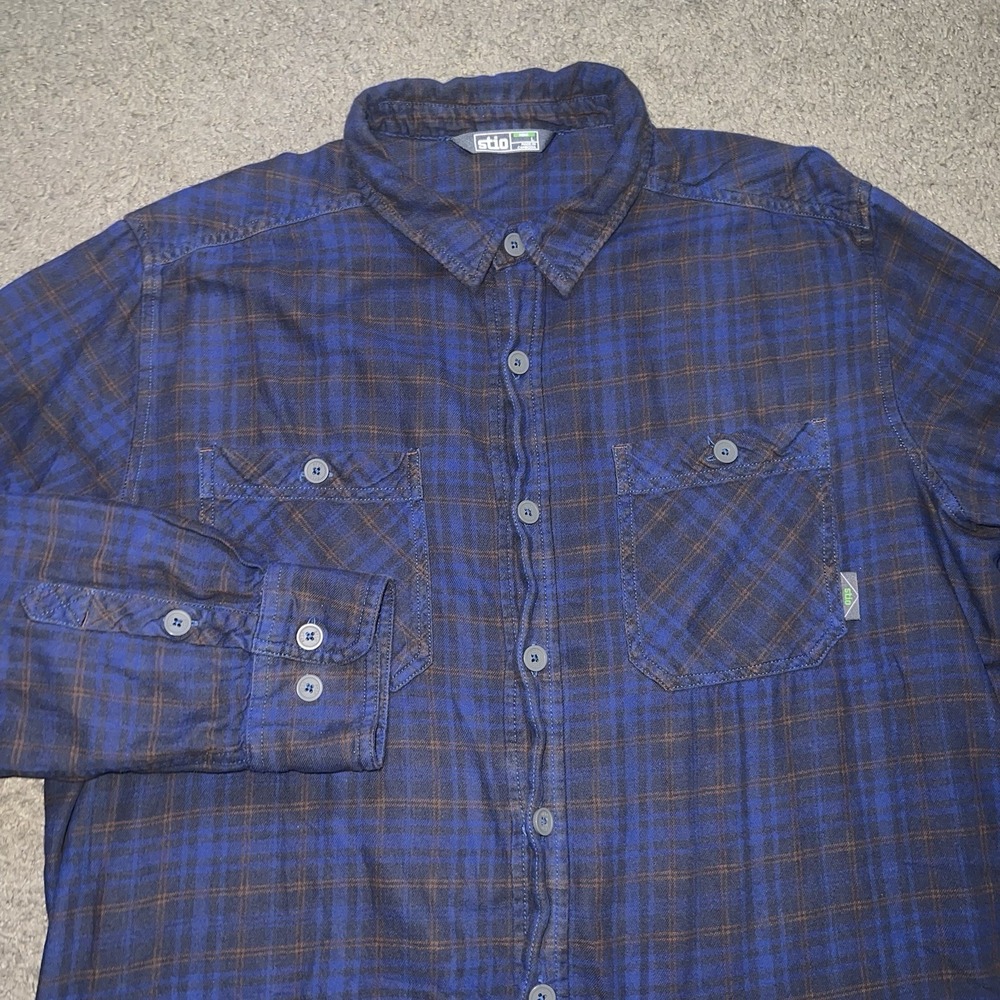 Stio Shirt Mens Large Plaid Flannel Button Front Western Organic Cotton
